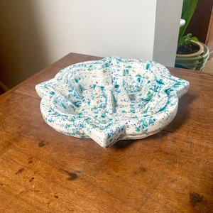 Mid Century Speckled Turquoise Ceramic Ashtray | Ceramic Ashtray | Retro Change Tray | Mid Century Modern Ceramic Dish | MCM Ashtray