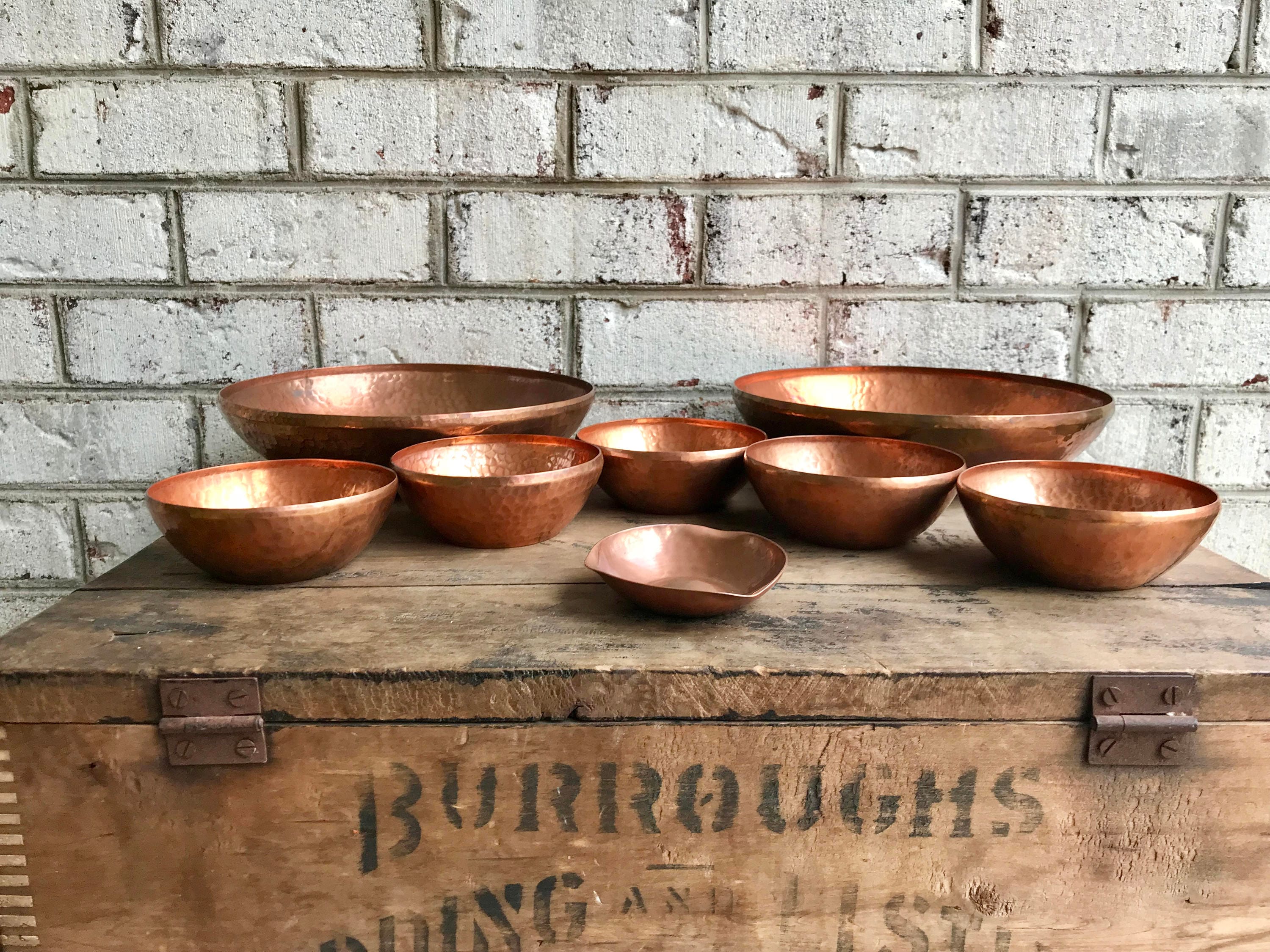 Old Dutch Solid Copper Stone Hammered Mixing Bowl Set - 3 Piece