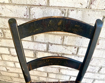 希少 ヴィンテージ ヒッチコックチェア スツール ラッシュシート 黒×ゴールド Hitchcock chairs - Etsy 日本