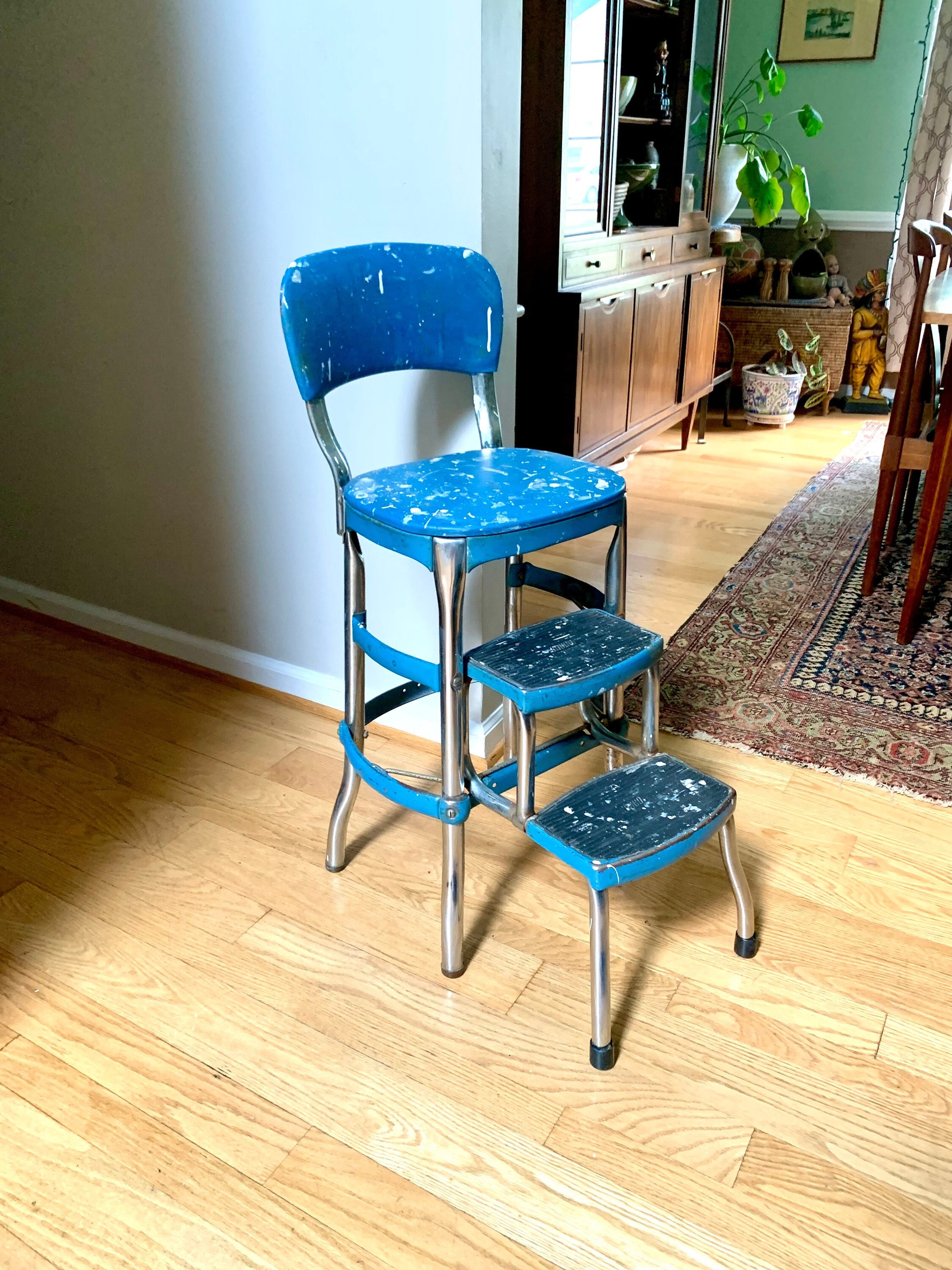 Vintage Cosco Step Stool Chair w/Sliding Steps Kitchen Ladder