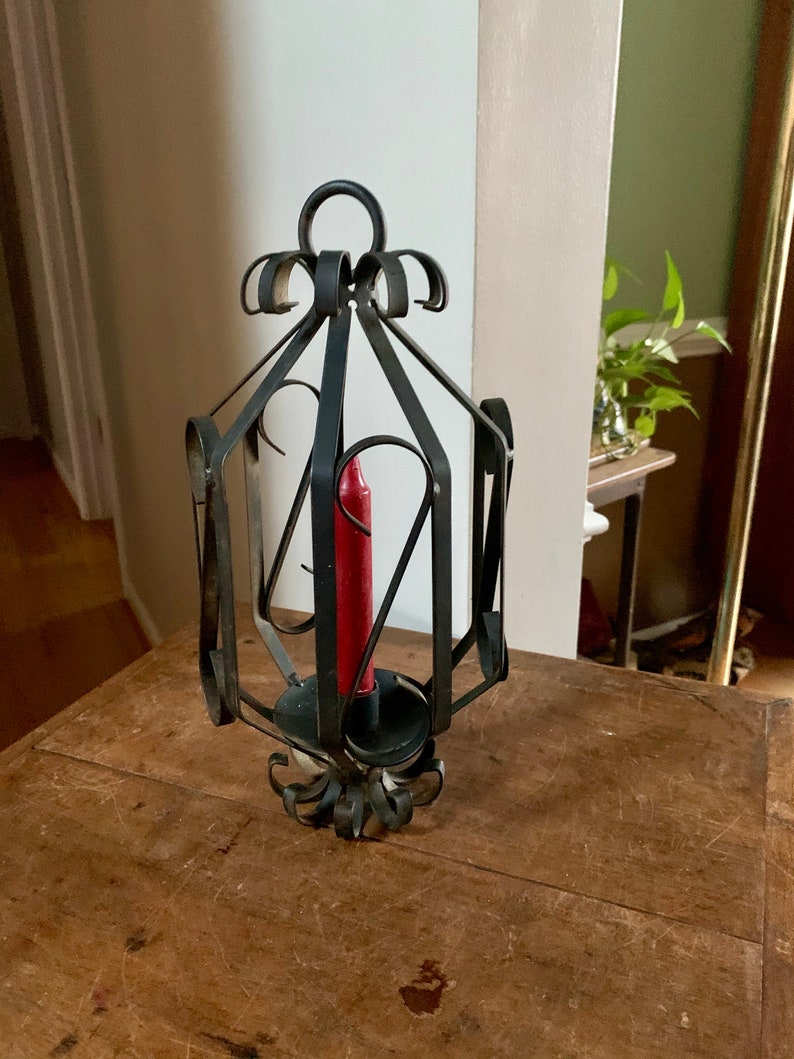 Vintage Hanging Iron Candle Holder Hanging Wrought Iron Etsy
