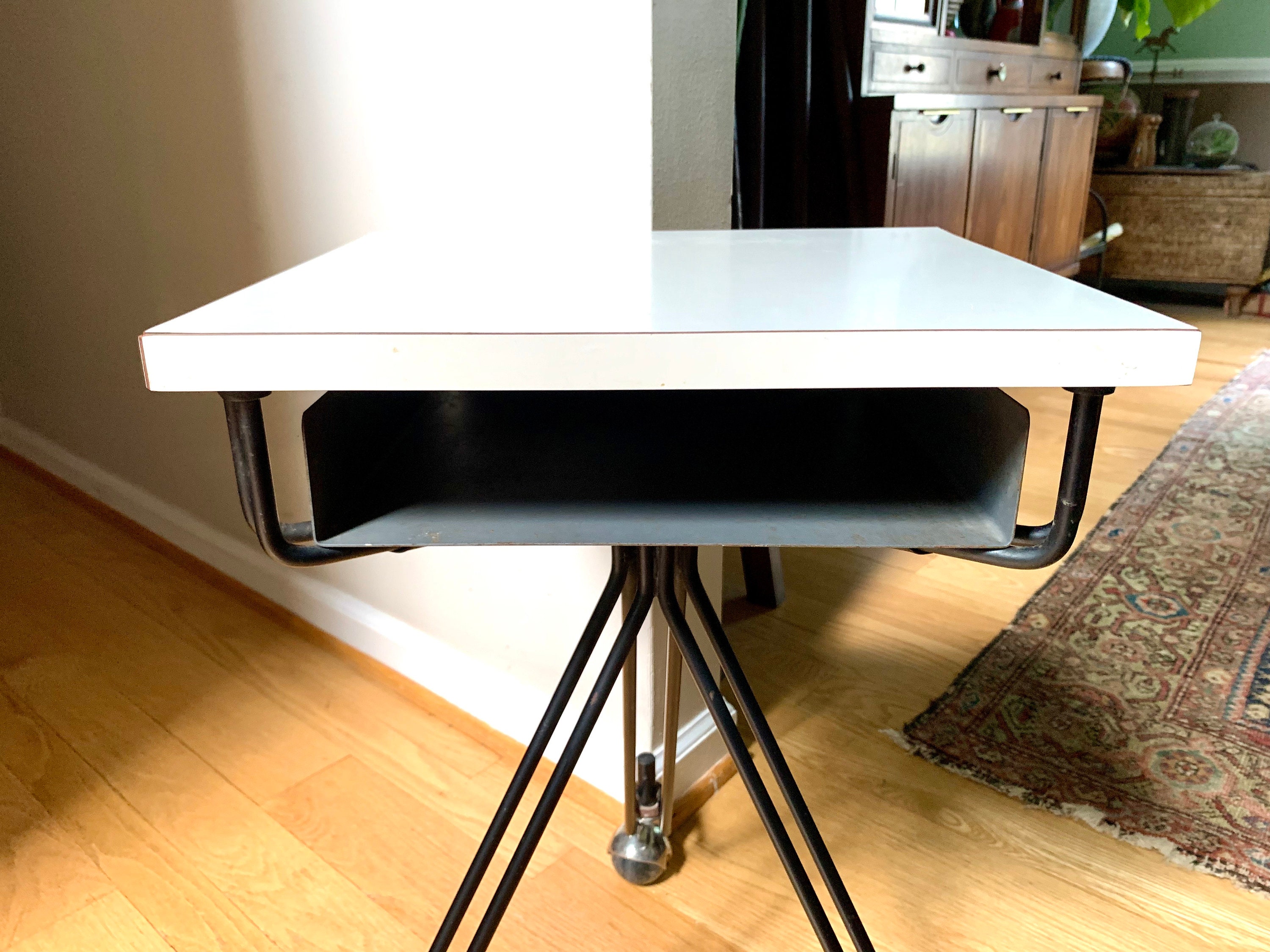 MCM Eliot Noyes Rolling Table | IBM Three Legged MCM Rolling MCM Eliot Noyes Rolling Table | IBM Three Legged MCM Rolling
