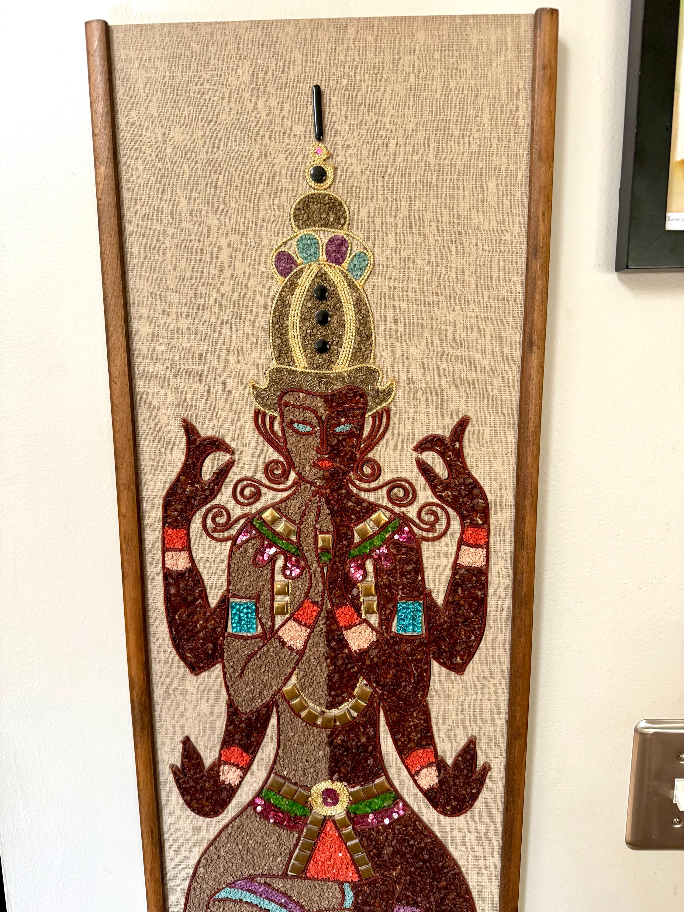 インディアン 鉱石絵画 Vintage Hindu Zen Gravel Art | Pebble Art Indian God | MCM