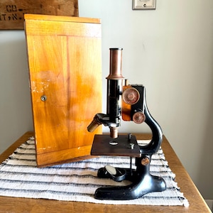 Antique Bausch and Lomb Brass Microscope | Antique Brass Microscope | B&L Brass Microscope Stand| 1928 Brass Monocular Microscope
