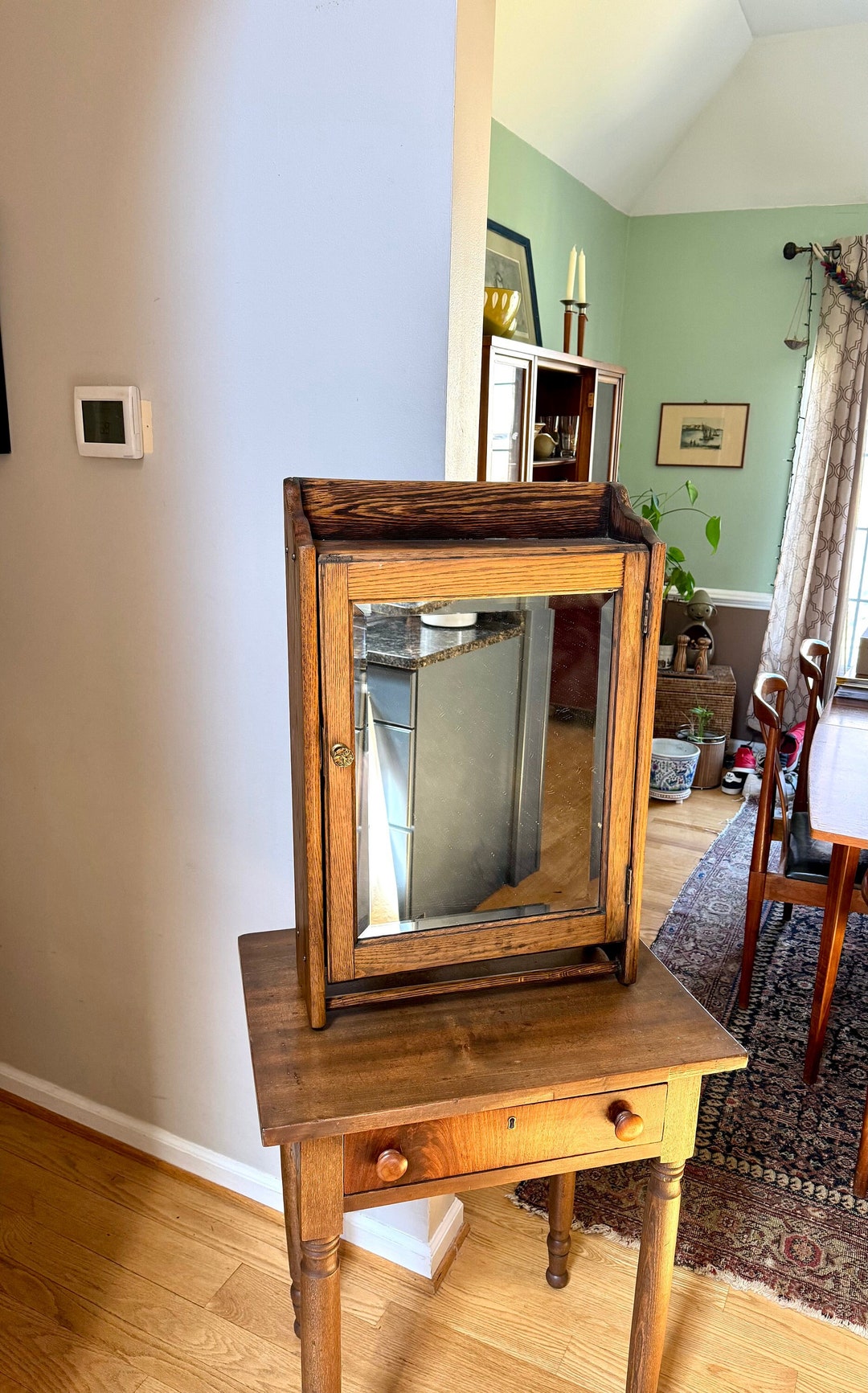 Vintage Wooden Medicine Antique Medicine With Beveled Mirror Rustic Wood