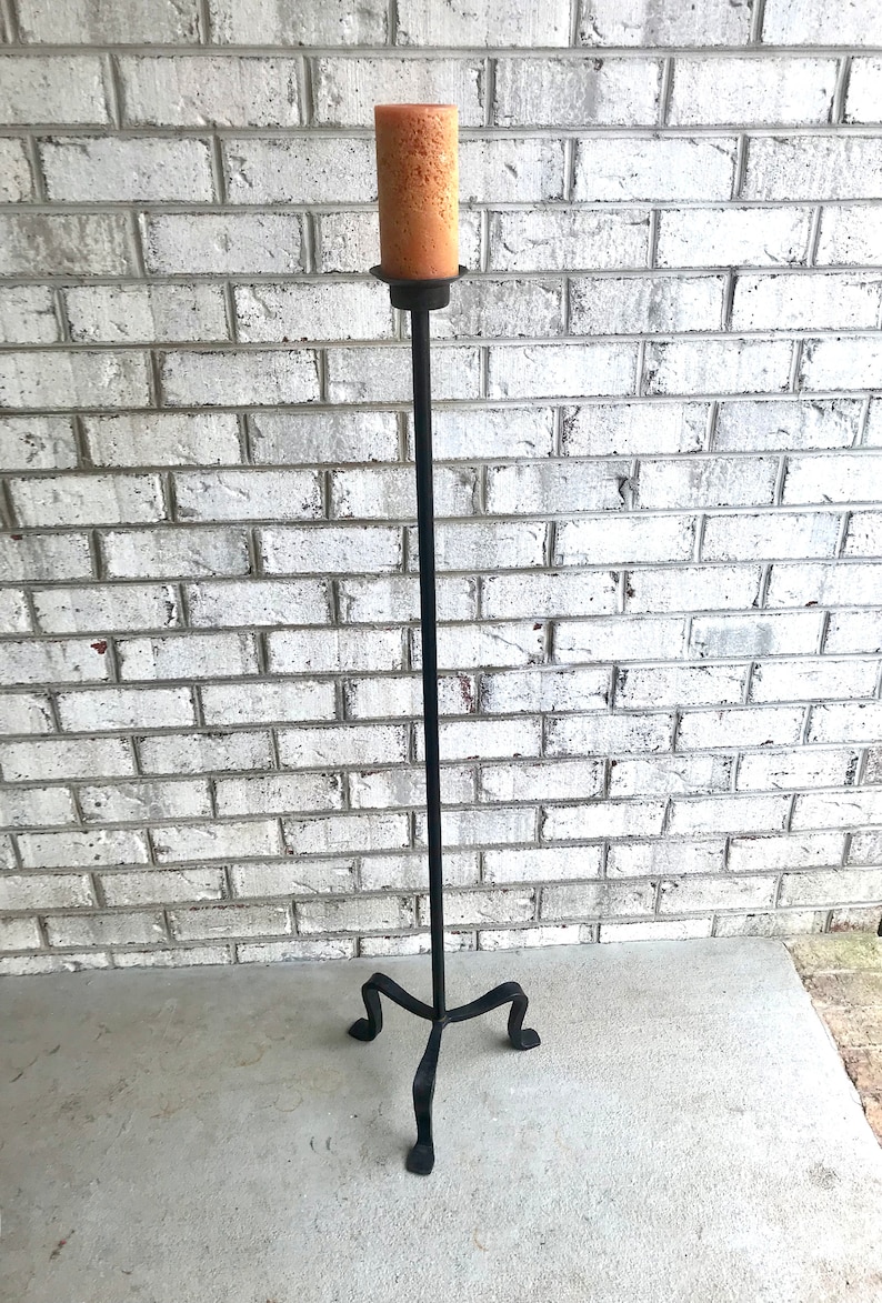 Tall Iron Standing Candle Stick Rod Iron Floor Candle Holder Etsy