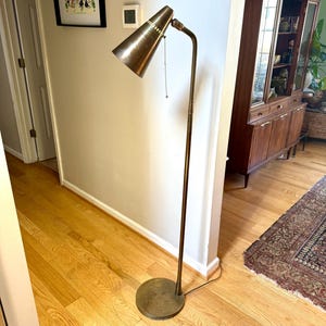 Mid Century Cone Floor Lamp | Brass Atomic Bullet Lamp | Paavo Tynell Style Floor Lamp | Atomic Floor Lamp | Distressed MCM Floor Lamp