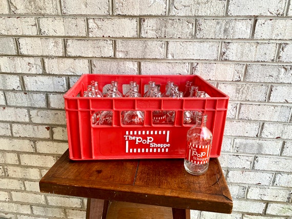 The Pop Shoppe Soda Crate and 24 Bottles Case of the Pop Shoppe Soda Bottles Advertisement Collectible Bottles Vintage Soda Bottles Etsy