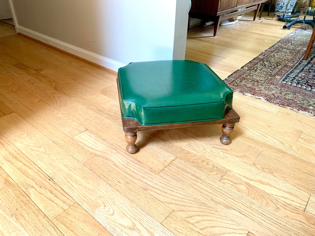 A Vintage Green Foot Stool Green Vinyl Stool 3 Available Green Vinyl Stackable Ottoman MCM Stool