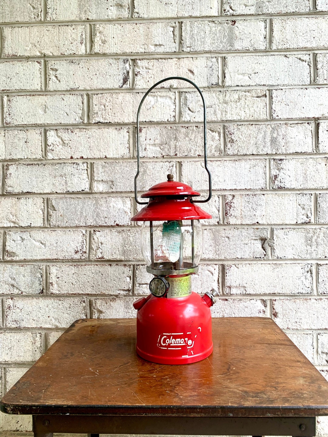Vintage Coleman 1978 Lantern Red 200A with Coleman Globe