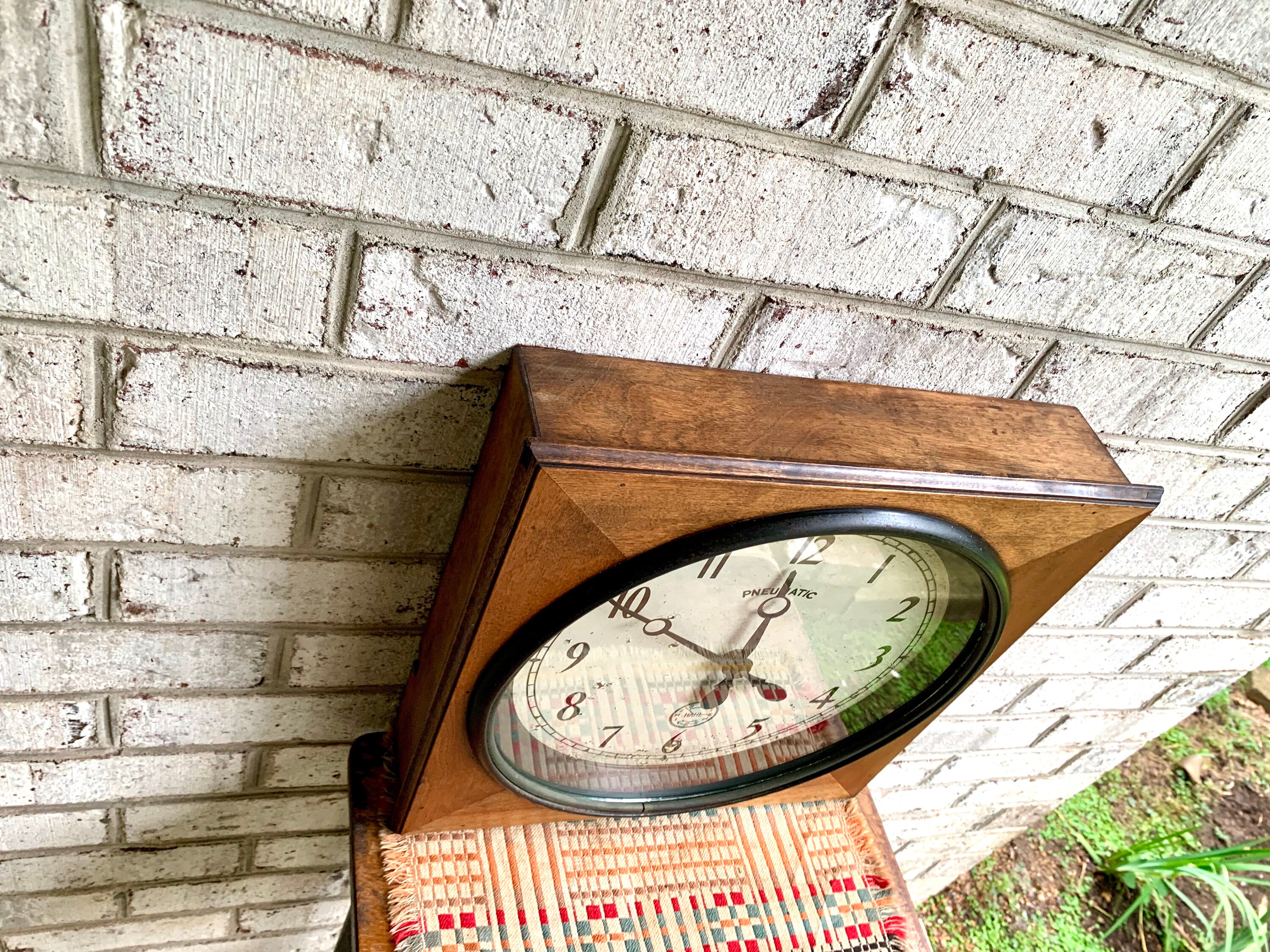 Antique Pneumatic Clock in Wood Case Hahl Pneumatic Master Etsy