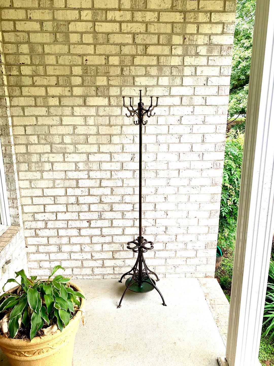 Antique Japanned Metal Hall Tree Ornate Metal Hall Tree Metal