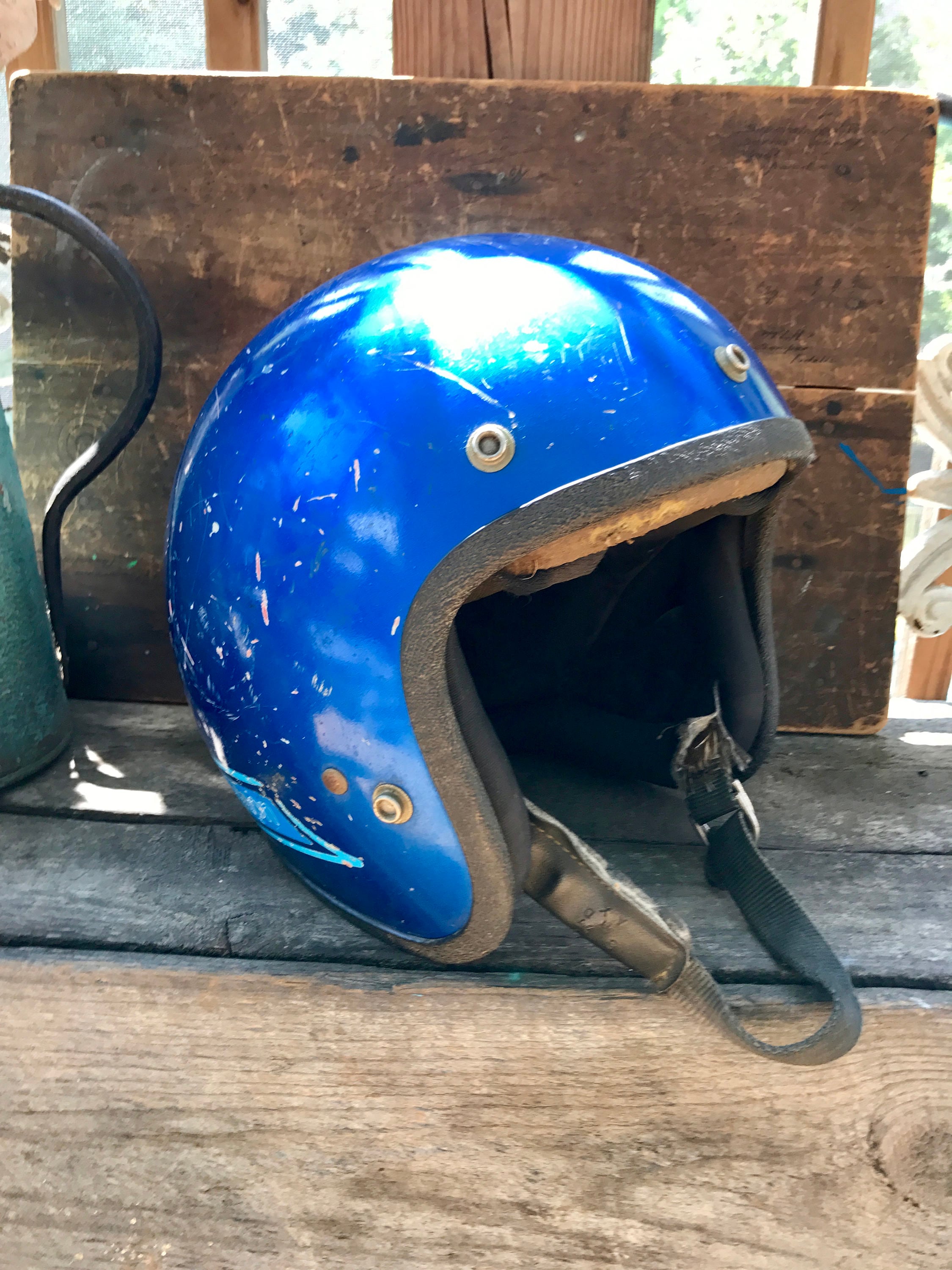 Naar behoren studie Ruilhandel Vintage blauw goud vlok Harley Davisdon Motorhelm HD Model A - Etsy  Nederland