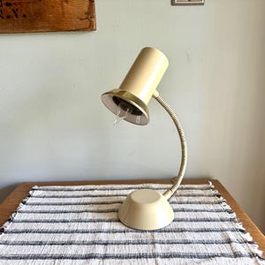 Vintage Gold and Tan Toned Gooseneck Desk Lamp | Mid Century Desk Lamp | 50&#39;s Reading Lamp | Gooseneck Arc Desk Lamp | MCM Desk Lamp |