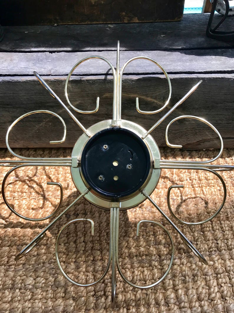 Vintage Retro Starburst Wall Clock Gold Sunburst Eight Day Etsy