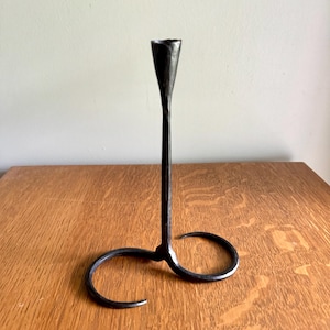 Primitive Wrought Iron Candlestick Holder | Hand Forged Iron Candlestick Holder | Brutalist Candle Holder | Rustic Candle Holder