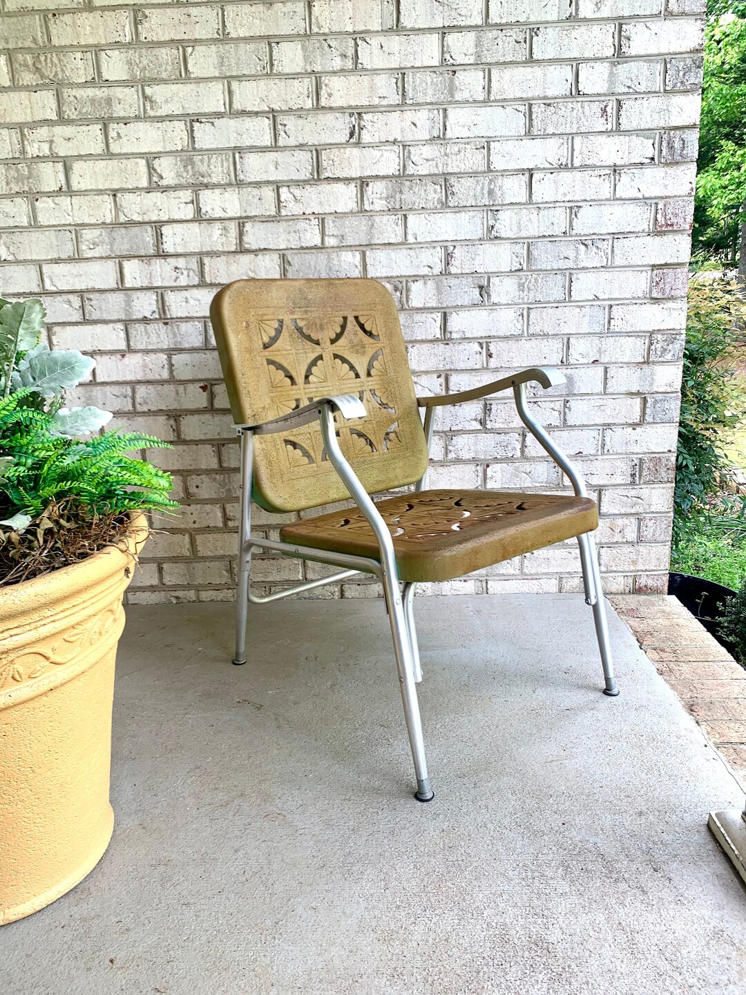 Vintage Metal Patio Chair Distressed Metal and Aluminum Lawn Etsy