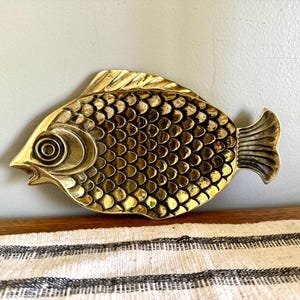 Vintage Brass Fish Trinket Tray | Brass Fish Catch All | Brass Fish Ashtray | Brass Jewelry Holder | Brass Fish Ring Dish | Fish Vanity Tray