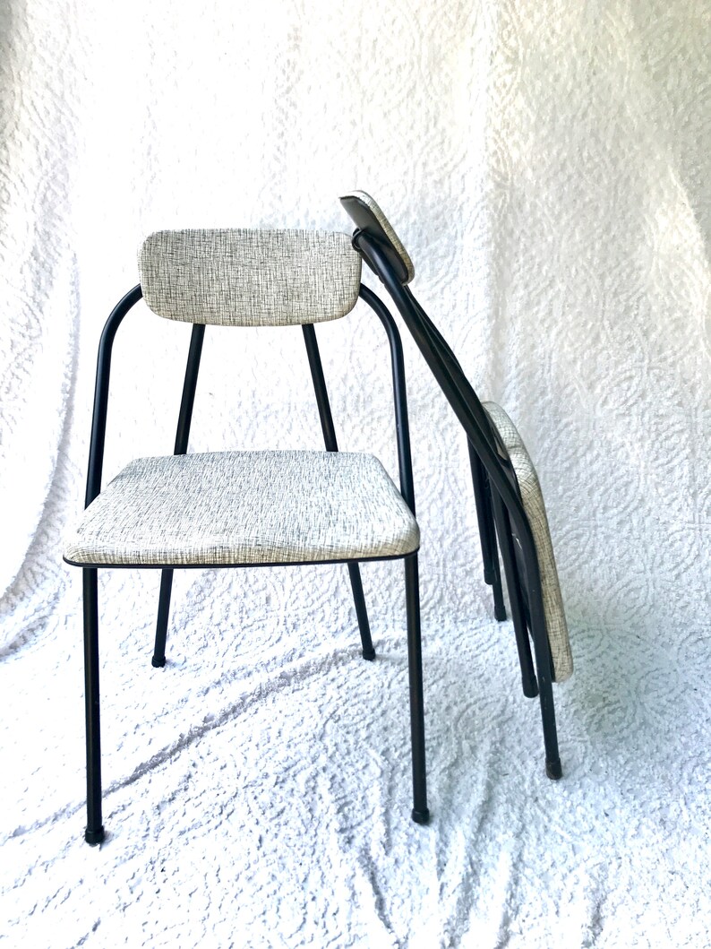 Mid Century Atomic Matching Industrial Folding Chairs Cosco Stylaire
