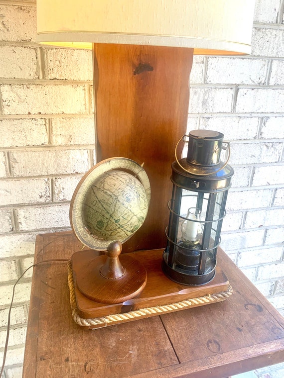 Vintage Nautical Theme Lamp World Globe and Lantern Lamp Nautical