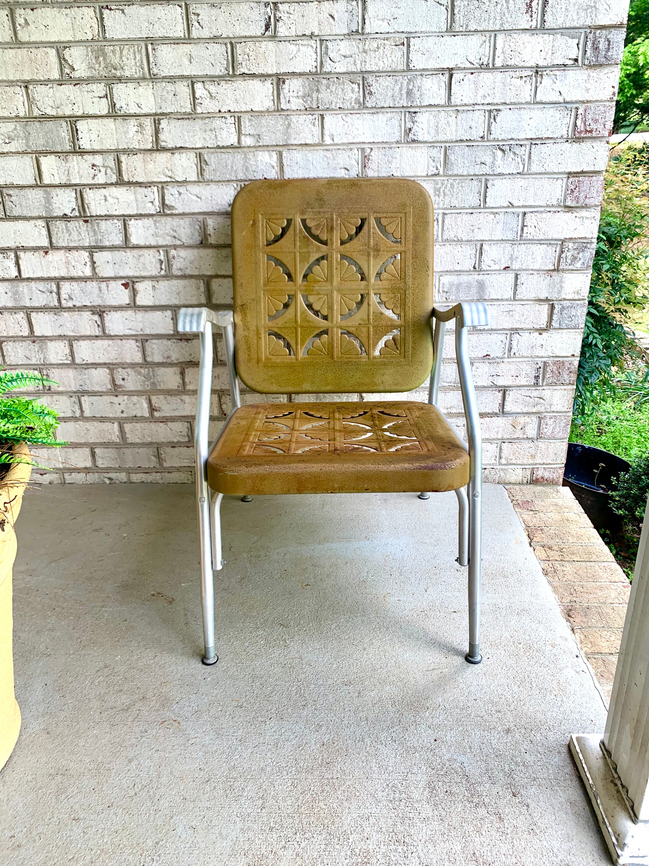 Vintage Metal Patio Chair Distressed Metal and Aluminum Lawn Etsy