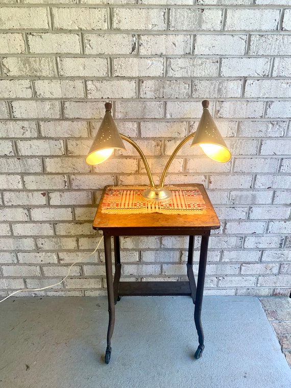 Vintage MCM Double Gooseneck Desk Lamp Mid Century Modern