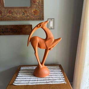 A Large Ceramic Gazelle Sculpture | Royal Haeger Art Deco Gazelle Sculpture | Large Textured Orange Gazelle Statue| 21 1/2&quot; Ceramic Gazelle