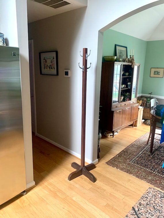 Vintage Wood Coat Rack Wooden Stand Art Deco Vintage Wood Coat Rack Wooden, Vintage Mission Style Coat Rack