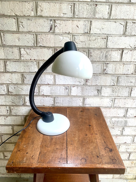 Vintage MCM Gooseneck Lamp Mid Century Modern White Drafting Lamp