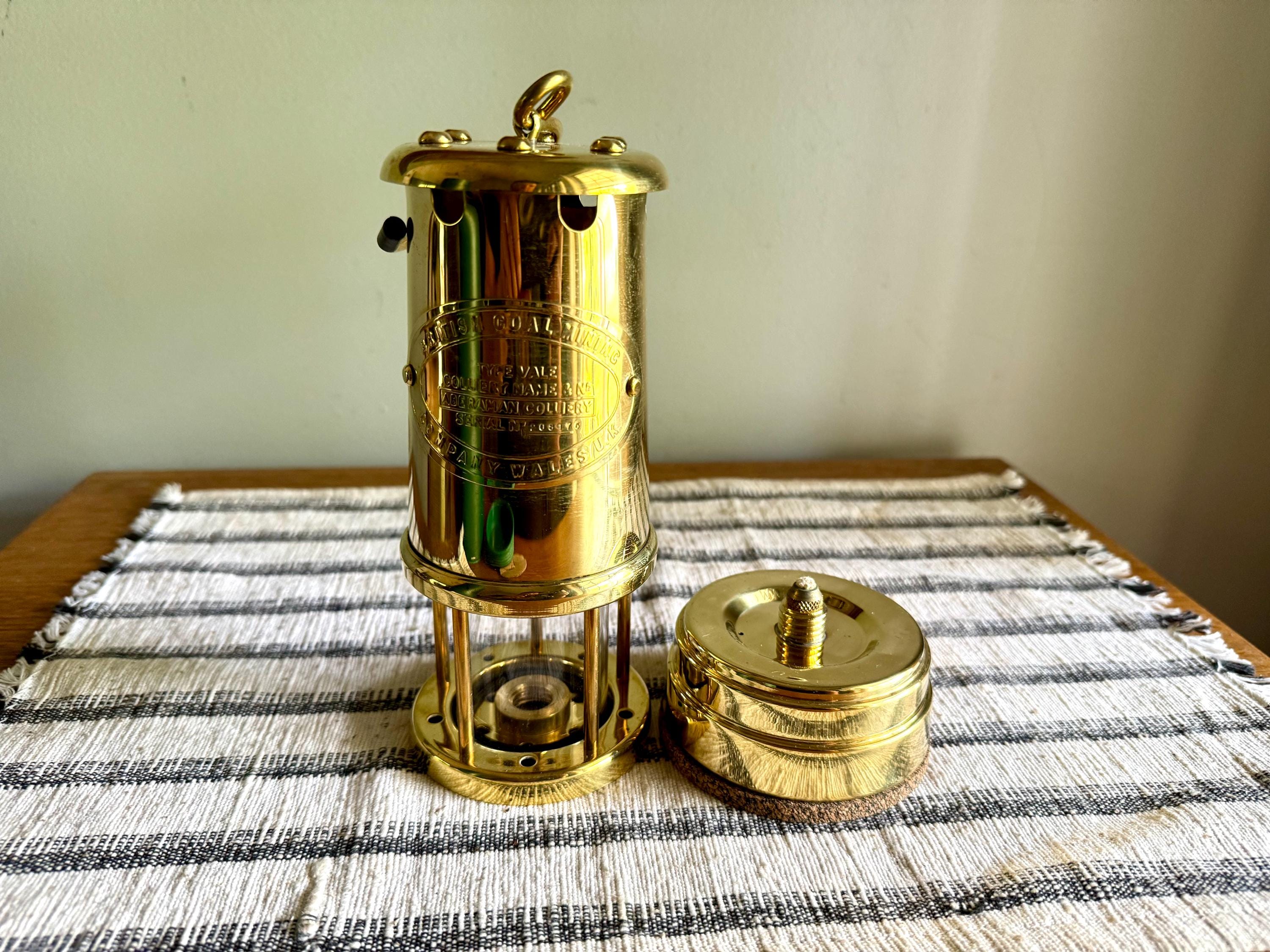 Vintage Brass British Coal Mining Lamp| Brass Miner's Lamp