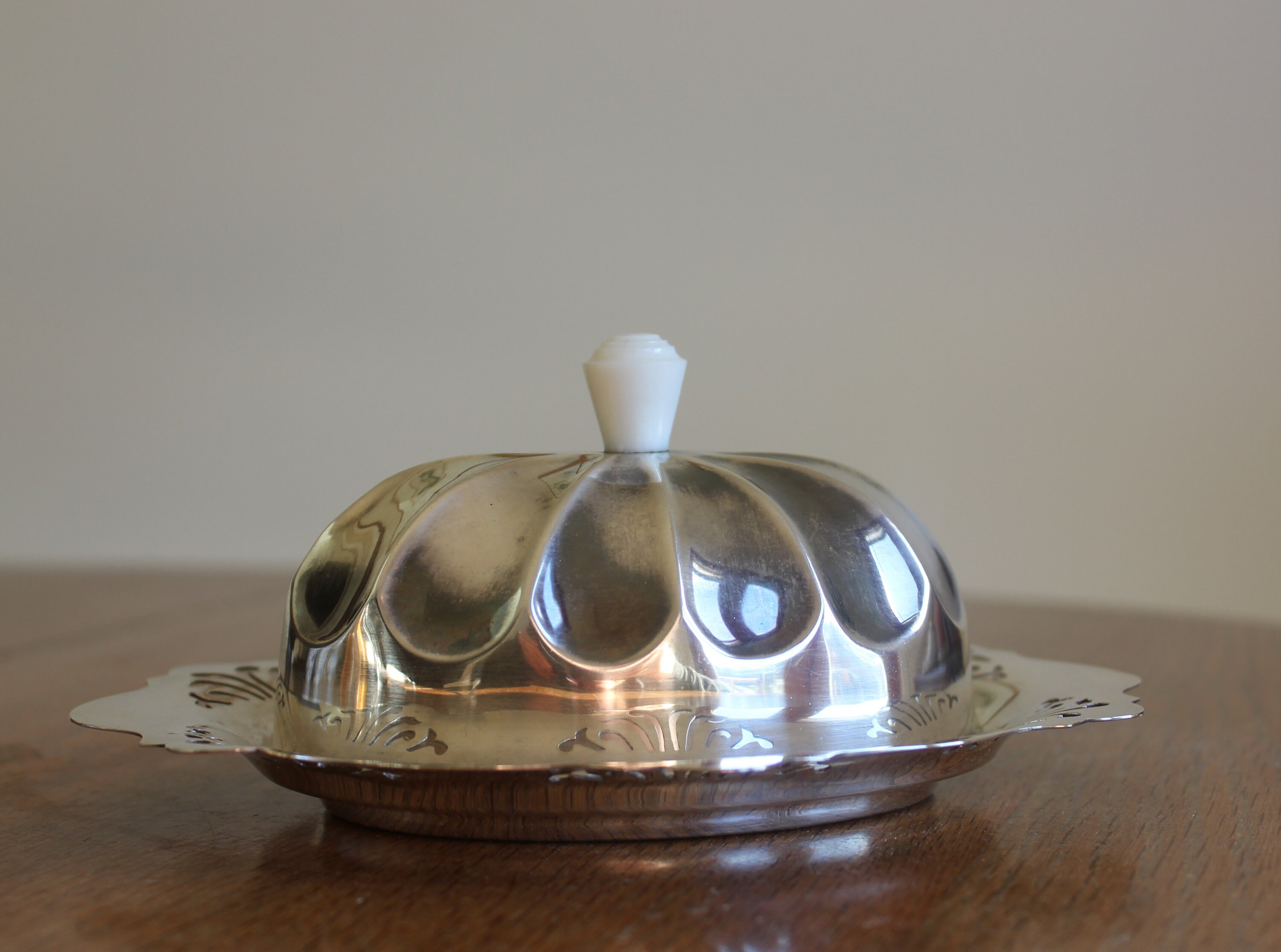 Silverplate Lidded Butter Dish with Butter Knife. Made in Etsy