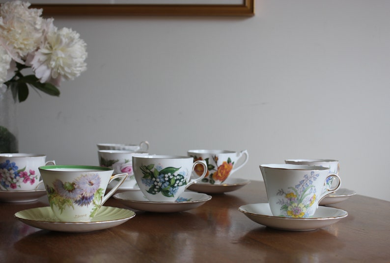 Mix and MatchMismatched Tea Cups and Saucers Vintage English Bone China