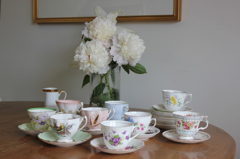 Mix and MatchMismatched Tea Cups and Saucers Vintage English Bone China