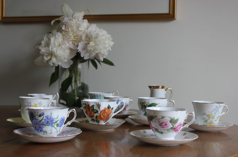 Mix and MatchMismatched Tea Cups and Saucers Vintage English Bone China