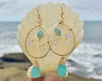 Blue Opal Grape Vine Hoops