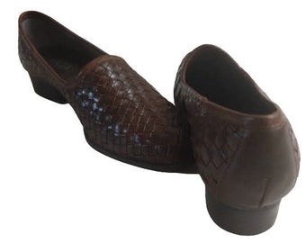 Vintage Nicole damskie rozmiar 6,5 M buty 80s buty tkane skórzane koszyk splot
