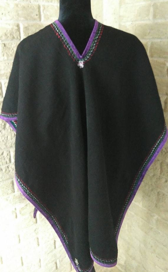 Hippie Poncho|Poncho|Mexican Poncho|Black Poncho|M