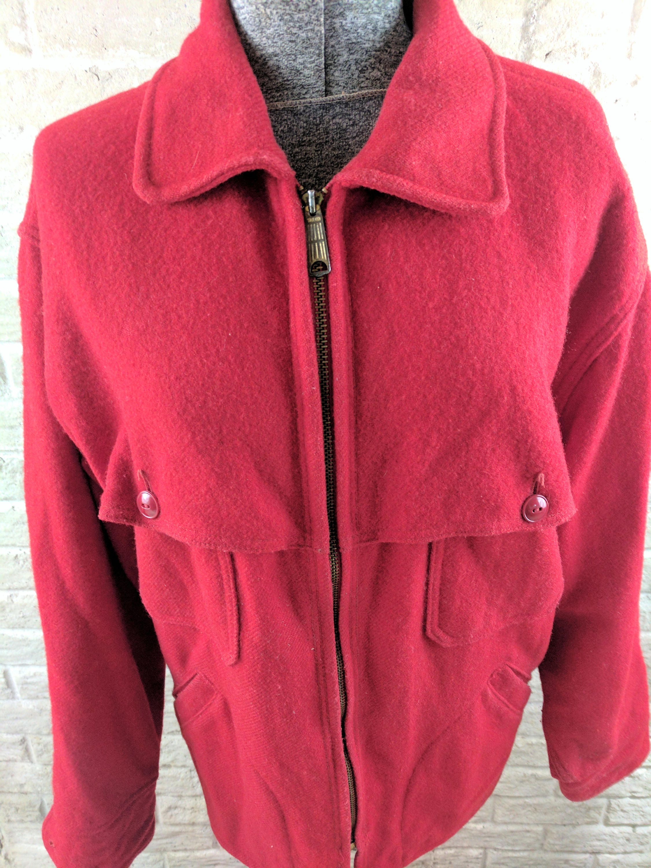 Vintage Woolrich Women Wool Coat Wool Red Barn Jacket USA size Etsy