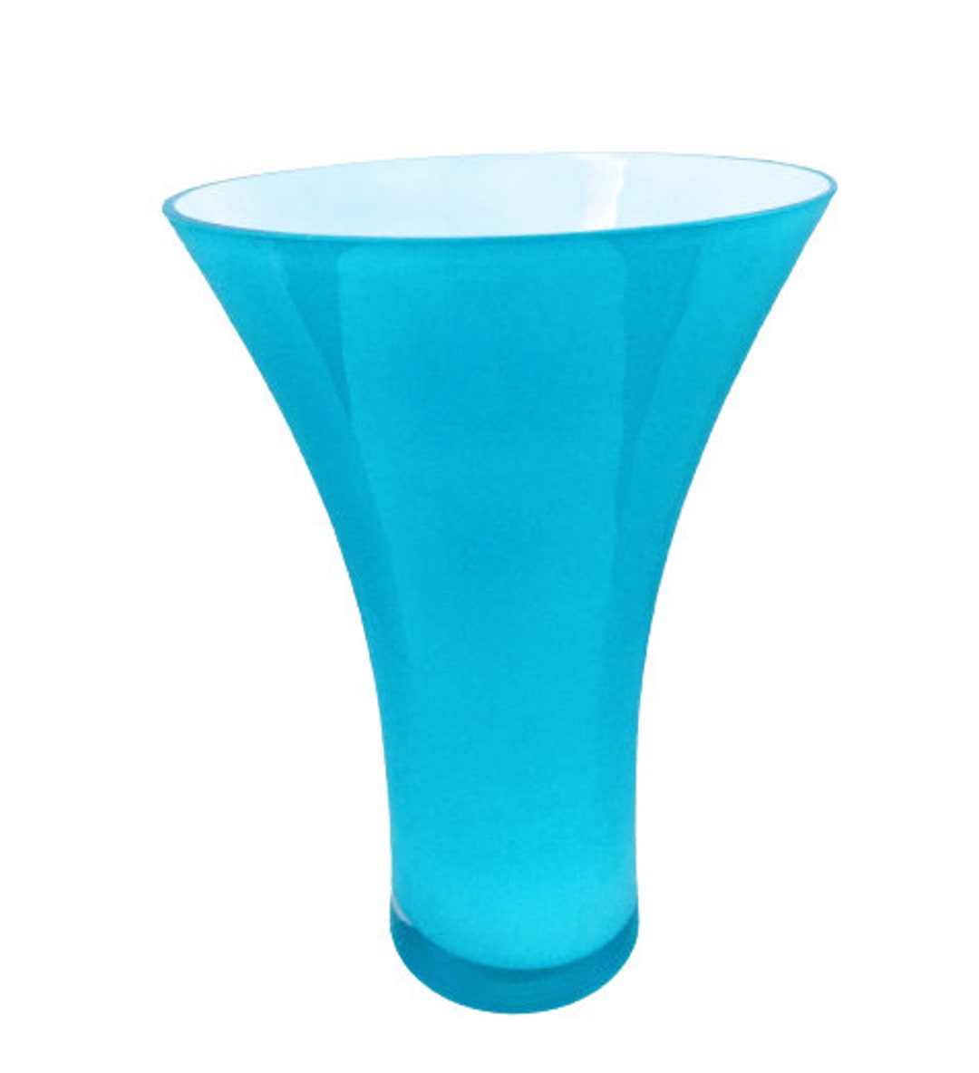 Modern Glass Vase, Wide Mouth Vase, Polish Glass, Robins Egg Blue, Fluted Glass Vase Etsy