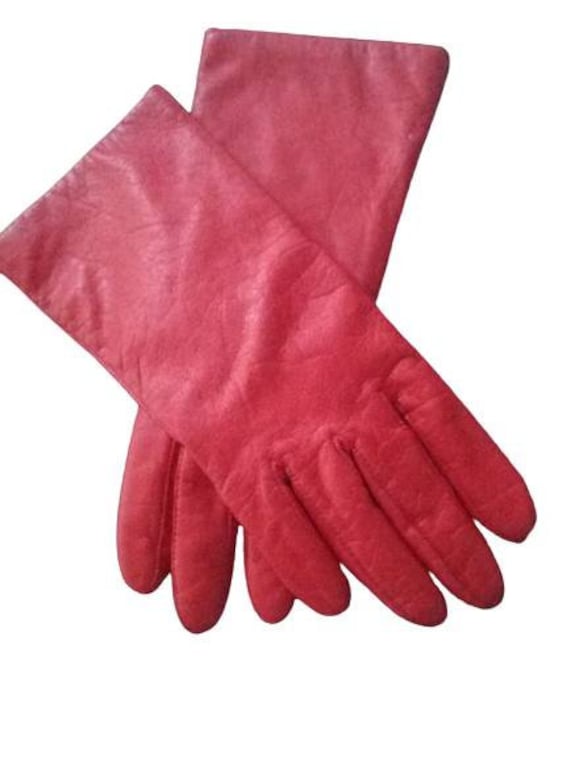 Soft Leather Gloves | Red Leather Gloves | Leathe… - image 1