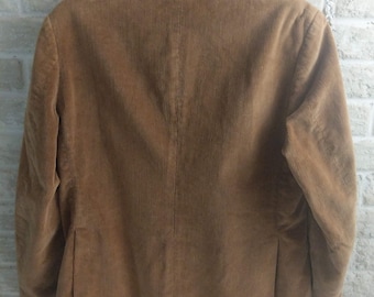 1970er 70er Jahre Sportjacke Vintage Blazer Cordsamt Mantel Hellbraun Größe 40