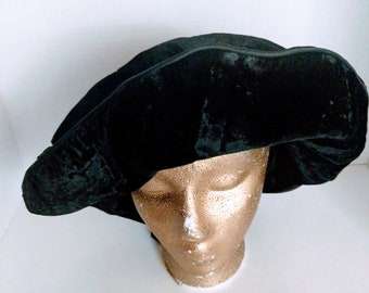 Vintage Woman Hat Black Beret Christiane Original