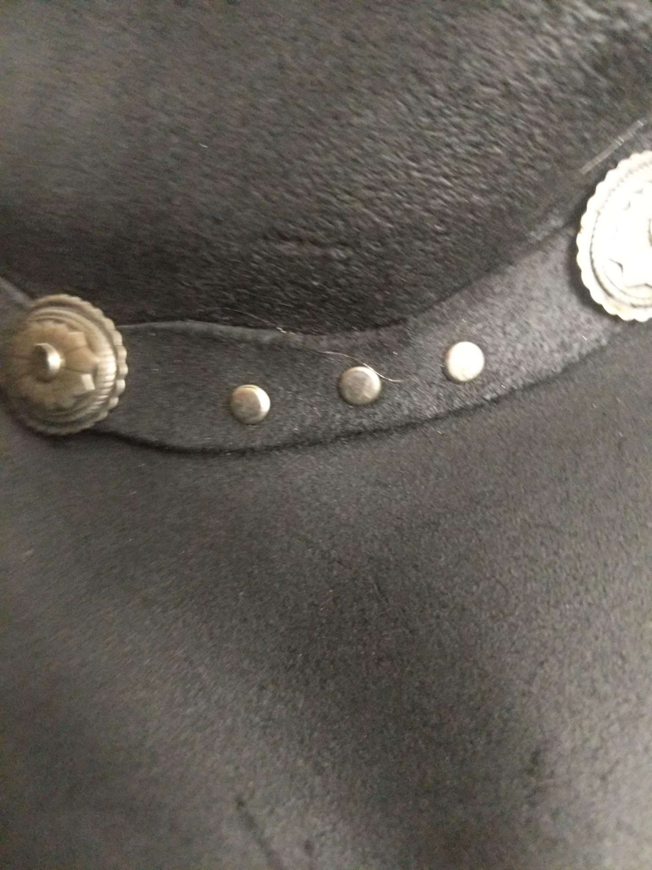 Minnetonka Black Studded Western Hat Hat Suede Minnetonka Black Leather Western Silver Studded  main image 2