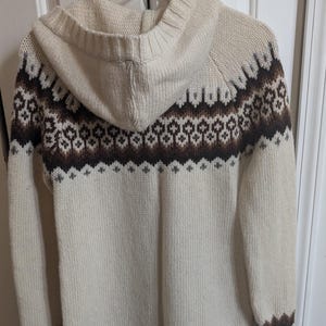 Cowichan Style Wool Blend Hooded Sweater - Women&#39;s M