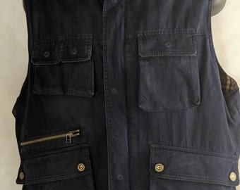 Gilet Banana Republic Vintage Années 80 - Homme S - Beige Safari Capuche - Utilitaire