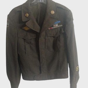 Mens Army Jacket 1940s WWII US Officer Ike 40s WW2 Wool Uniform