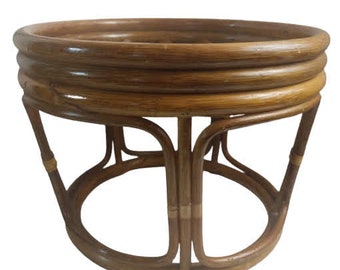 MCM Bamboo | Rattan Ottoman | Bamboo Side Table