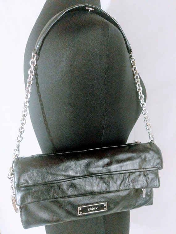 Vintage Shoulder Bag, DKNY Black, Convertible Pur… - image 2