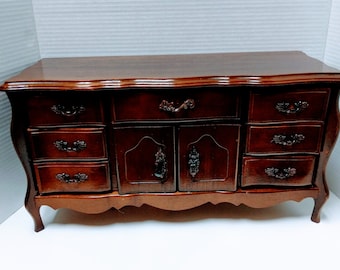 Caixa de joias MCM Japão Vintage Mid Century Baú de madeira Música não funciona