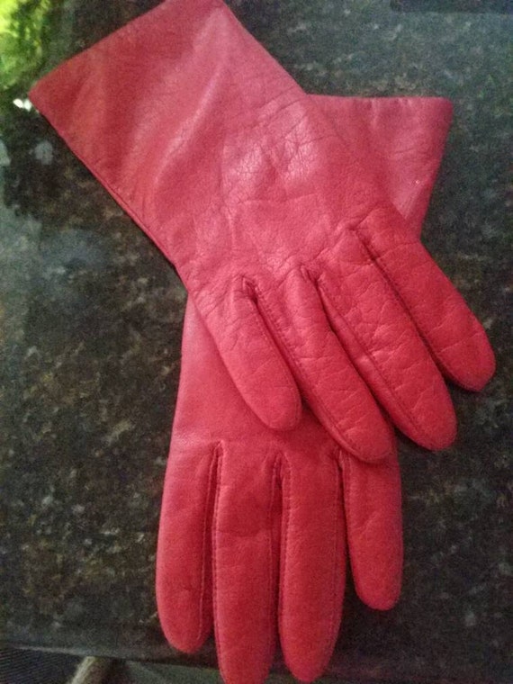 Soft Leather Gloves | Red Leather Gloves | Leathe… - image 3